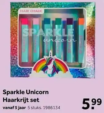 Intertoys Sparkle unicorn haarkrijt set aanbieding