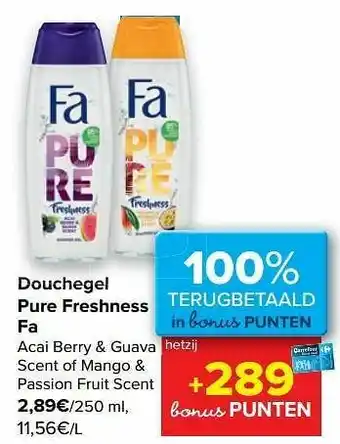 Carrefour Douchegel pure freshness fa aanbieding
