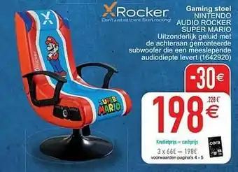 Cora Gaming stoel nintendo audio rocker super mario aanbieding