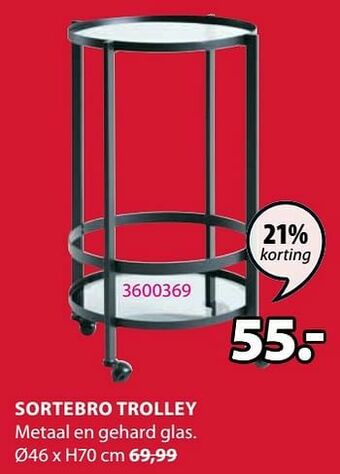 Jysk Sortebro trolley aanbieding