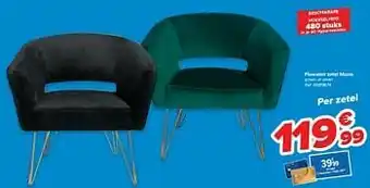 Carrefour Fluwelen zetel mazio aanbieding