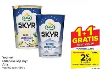 Carrefour Yoghurt IJslandse stijl skyr Arla aanbieding