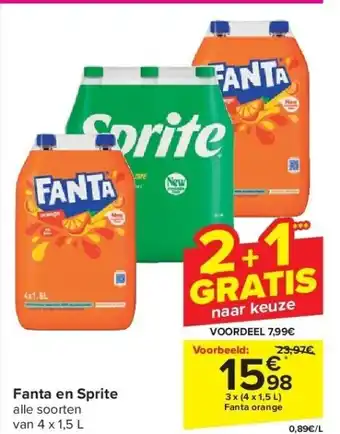 Carrefour Fanta en Sprite aanbieding