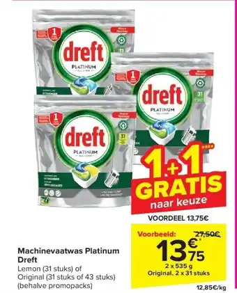 Carrefour Machinevaatwas Platinum Dreft aanbieding