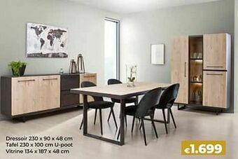 Euroshop Dressoir + tafel + vitrine aanbieding