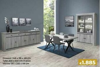Euroshop Dressoir + tafel + vitrine aanbieding