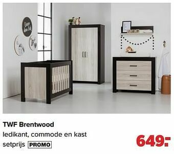 Baby-Dump Twf brentwood ledikant, commode en kast aanbieding