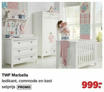 Baby-Dump Twf marbella ledikant, commode en kast aanbieding