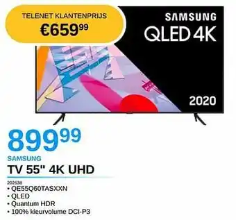 AUVA Samsung tv 55`` 4k uhd qe55q60tasxxn aanbieding