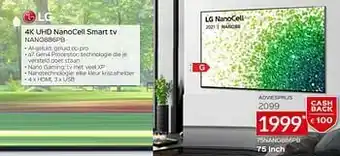Selexion Lg 4k uhd nanocell smart tv 75nano886pb aanbieding