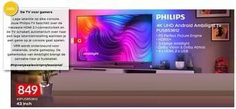 Selexion Philips 4k uhd android ambilight tv 43pus853612 aanbieding
