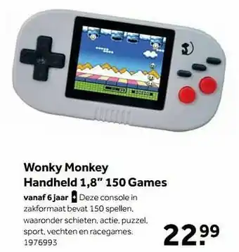 Wonky monkey handheld 1,8`` 150 games