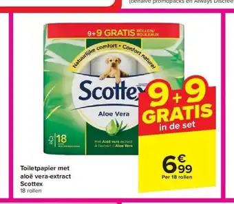 Carrefour Toiletpapier met aloë vera-extract Scottex aanbieding