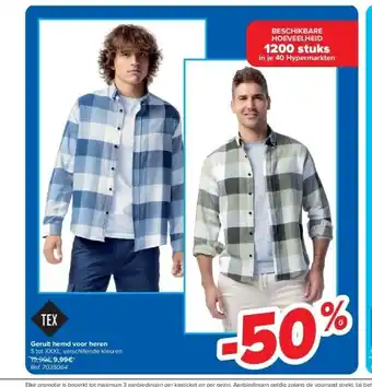Carrefour Geruit hemd voor heren aanbieding