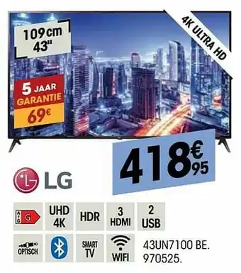 Electro Depot Lg 4k ultra hd 43un7100 be aanbieding