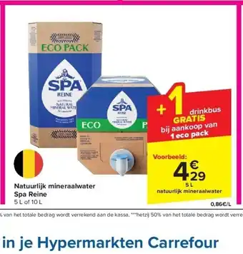 Carrefour Natuurlijk mineraalwater Spa Reine aanbieding