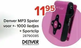 Denver mp3 speler voor + 1000 liedjes + sportclip