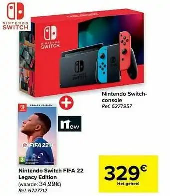 Carrefour Nintendo switchconsole + nintendo switch fifa 22 legacy edition aanbieding