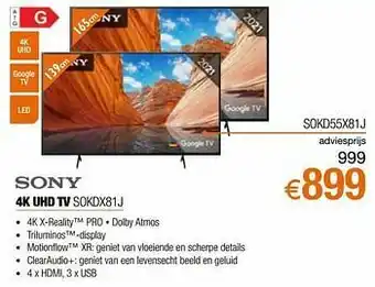 Expert Sony 4k uhd tv sokd55x81j aanbieding