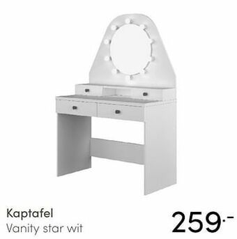 Baby & Tiener Kaptafel vanity star wit aanbieding