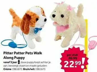 Intertoys Pitter patter pets walk along puppy crème aanbieding