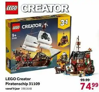 Intertoys Lego creator piratenschip 31109 aanbieding