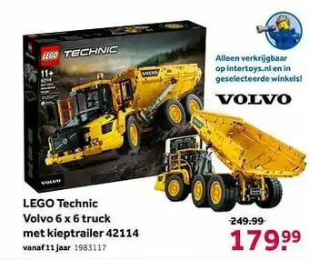 Intertoys Lego technic volvo 6 x 6 truck met kieptrailer 42114 aanbieding