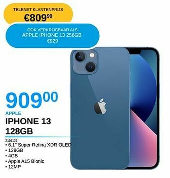 AUVA Apple iphone 13 128gb aanbieding