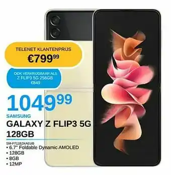 AUVA Samsung galaxy z flip3 5g 128gb sm-f711bzkaeub aanbieding