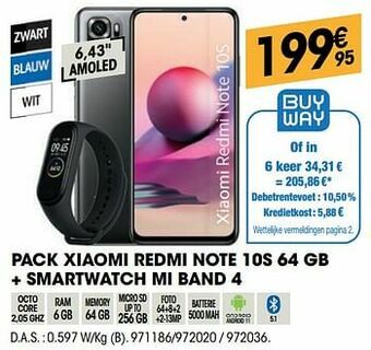 Electro Depot Pack xiaomi redmi note 10s 64 gb + smartwatch mi band 4 aanbieding