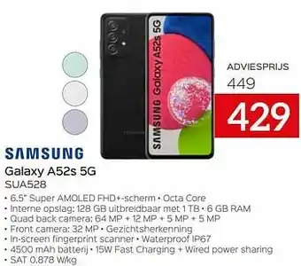 Selexion Samsung galaxy a52s 5g sua528 aanbieding