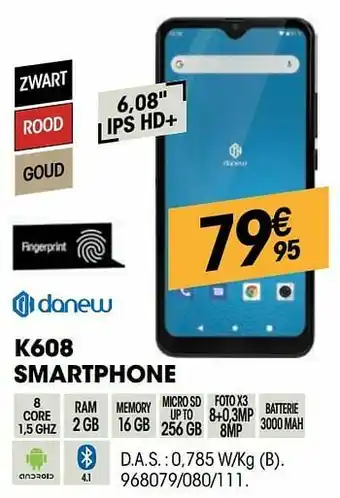 Electro Depot Danew k608 smartphone aanbieding