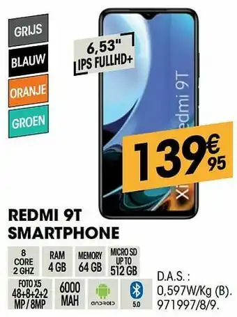 Electro Depot Xiaomi redmi 9t smartphone aanbieding