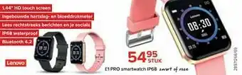Euroshop Lenovo e1 pro smartwatch ip68 zwart of roze aanbieding