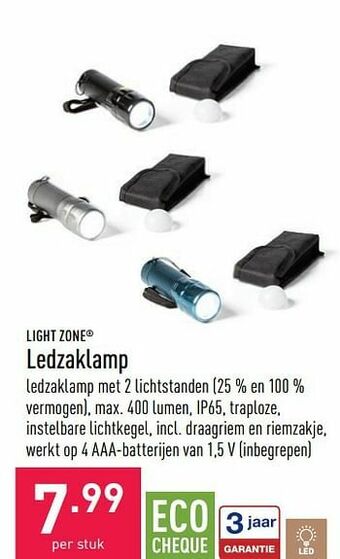 ALDI Light zone ledzaklamp aanbieding