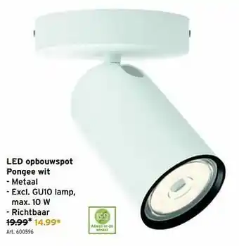GAMMA Philips led opbouwspot pongee wit aanbieding