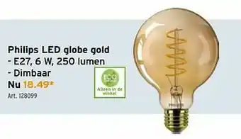 GAMMA Philips led globe gold aanbieding