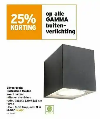 GAMMA Buitenlamp maldon zwart metaal aanbieding