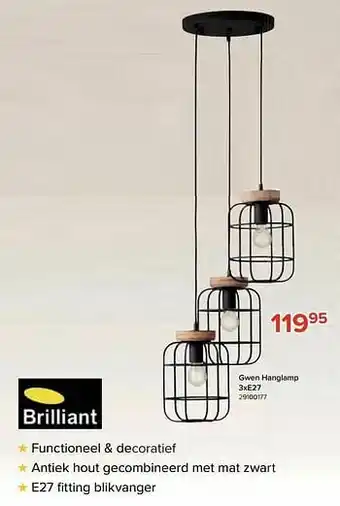 Brilliant gwen hanglamp 3xe27