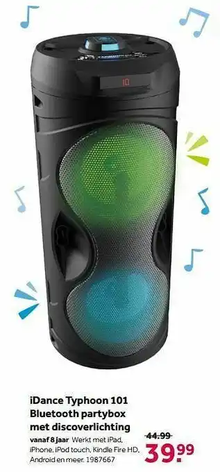 Intertoys Idance typhoon 101 bluetooth partybox met discoverlichting aanbieding