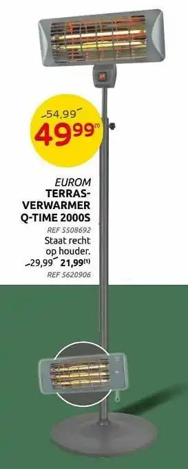 Brico Eurom terrasverwarmer q-time 2000s aanbieding