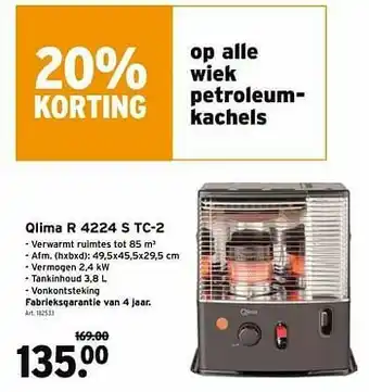 GAMMA Wiek petroleumkachel qlima r 4224 s tc-2 aanbieding