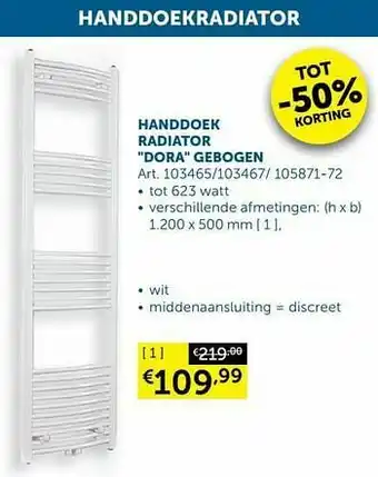 Handdoek radiator dora gebogen