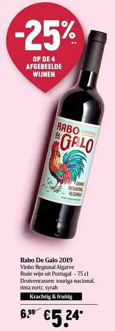 Delhaize Rabo de galo 2019 vinho regional algarve rode wijn uit portugal aanbieding