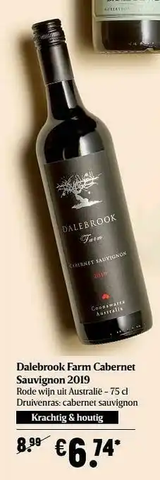 Delhaize Dalebrook farm cabernet sauvignon 2019 rode wijn uit australië aanbieding