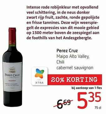 Spar Colruyt Perez cruz maipo alto valley chili cabernet sauvignon aanbieding