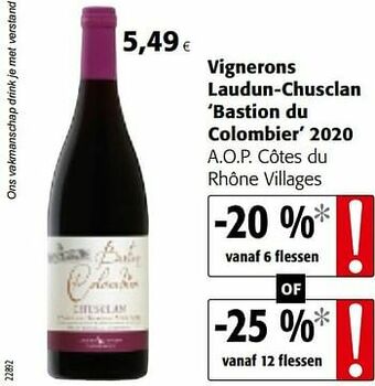 Colruyt Vignerons laudun-chusclan bastion du colombier 2020 a.o.p. côtes du rhône villages aanbieding