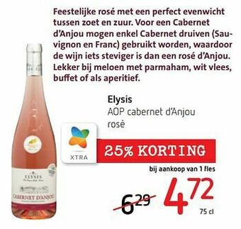 Spar Colruyt Elysis aop cabernet d’anjou rosé aanbieding