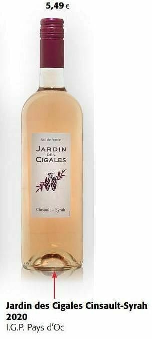Colruyt Jardin des cigales cinsault-syrah 2020 i.g.p. pays d’oc aanbieding