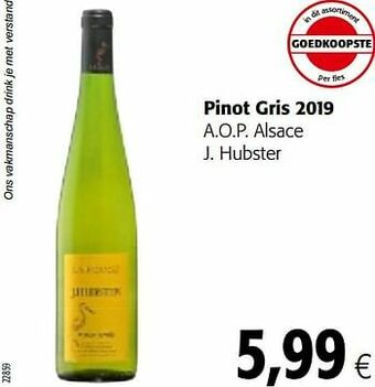 Pinot gris 2019 a.o.p. alsace j. hubster